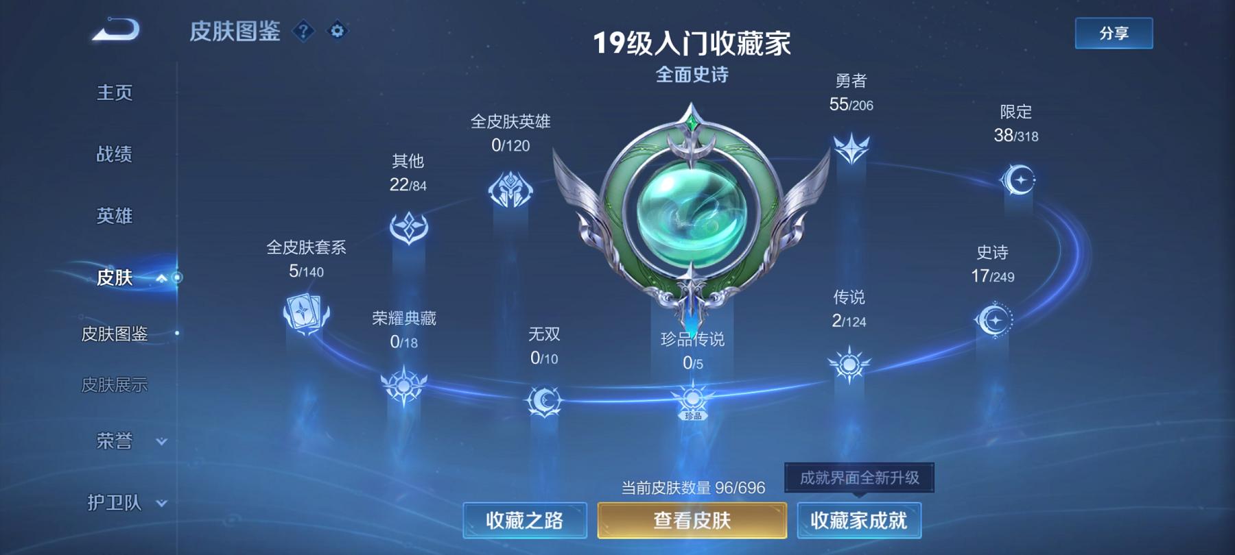 可二次【2传说】安卓QQ-117英雄-96皮肤【传说皮肤】鸣野蒿 地狱火【史诗皮肤】天穹祈灯 万物之道 完美运算 舞动绿茵 幽灵船长 魅力维加斯 鹰眼统帅 圣诞恋歌 暗隐猎兽者 银河之约 紫霞仙子 