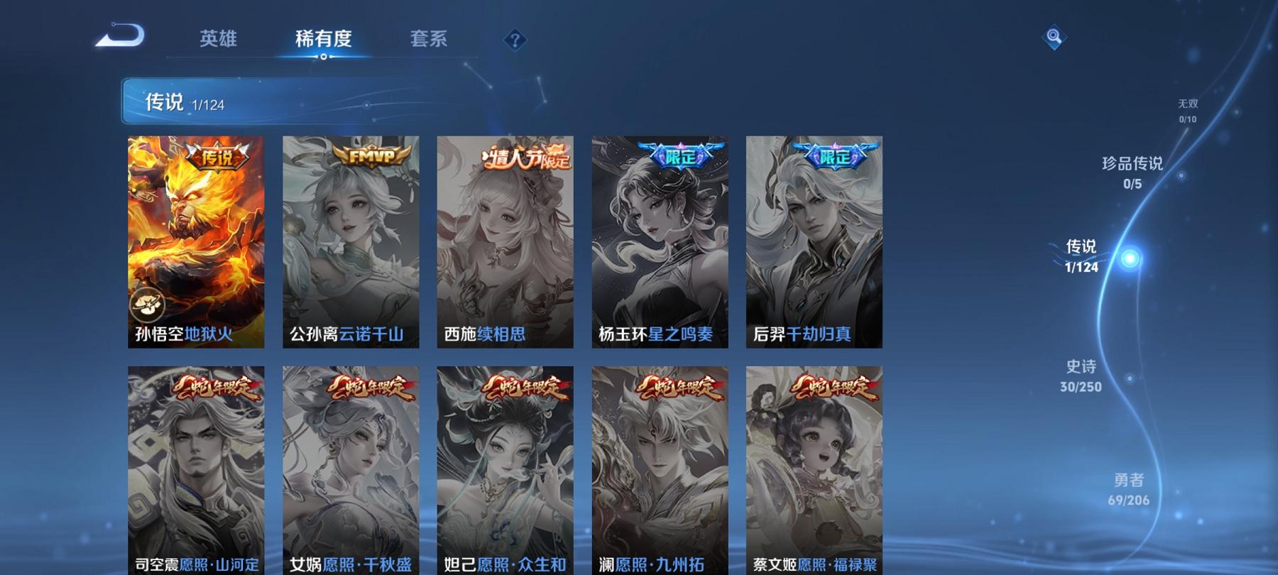 可二次【123皮肤1星元1传说】安卓QQ-122英雄-123皮肤【星元皮肤】幽冥火【传说皮肤】地狱火【史诗皮肤】江河有灵 天穹祈灯 顽趣 完美运算 幽灵船长 繁星吟游 魅力维加斯 魔术师 鹰眼统帅 