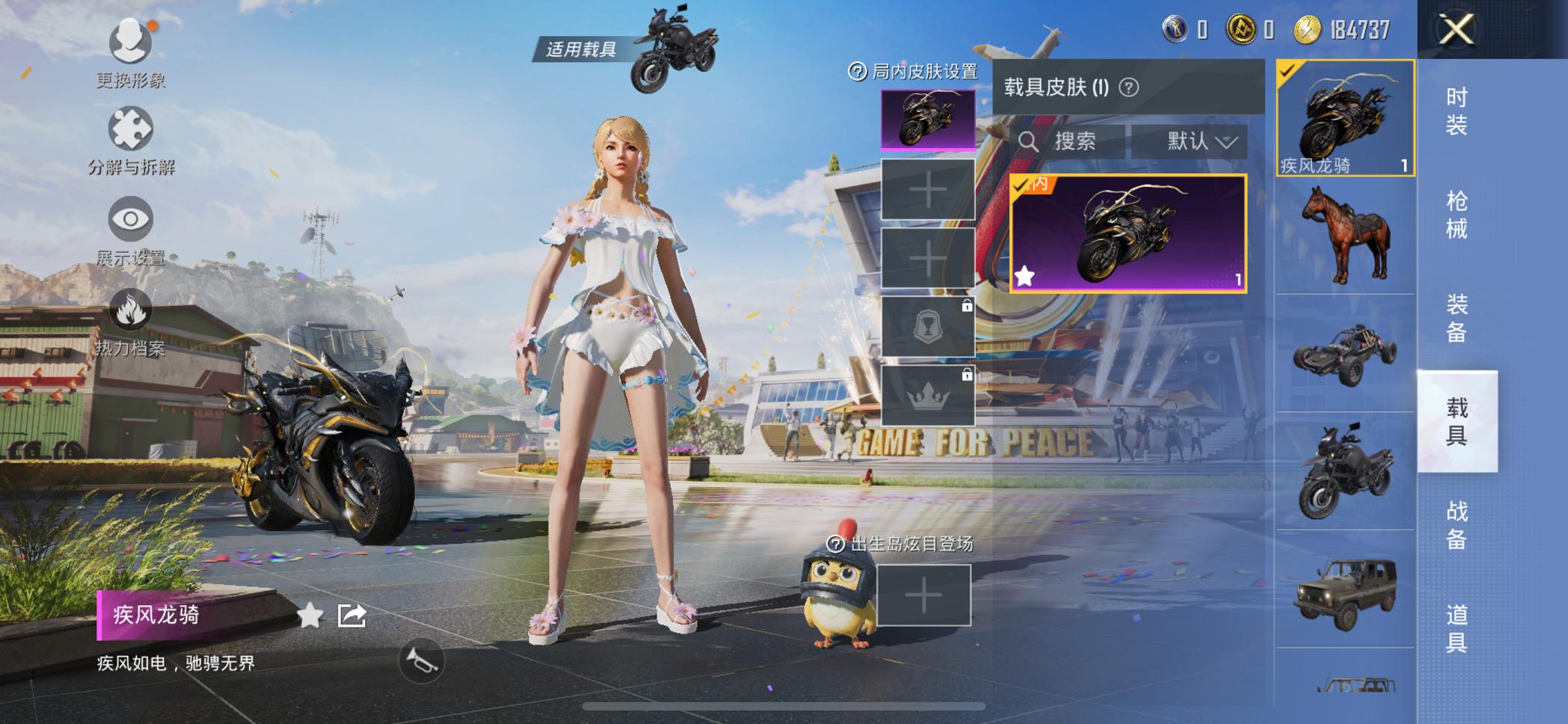 可二次【1载具1特效枪】 苹果V区-5745热力值-1印记-17套装-17枪皮 【1载具】 疾风龙骑【1特效枪】 Kar98K-巳巳如意(1级)【8热门】 白色伏地魔 SS27特训 MG3-幻世战舞