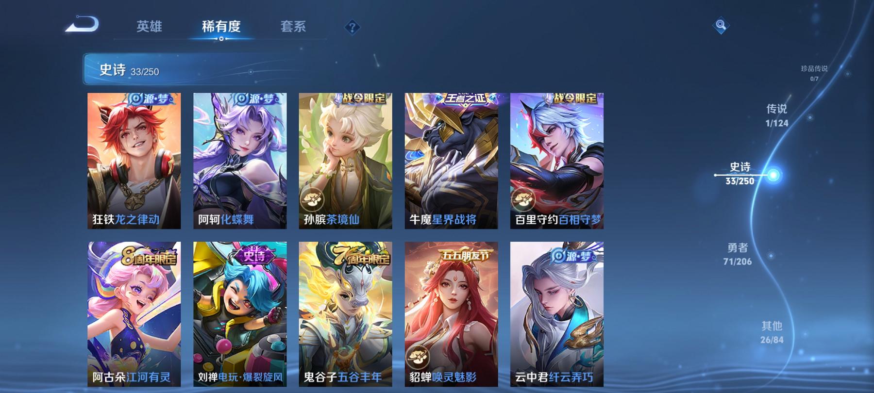 可二次【131皮肤1传说】安卓QQ-123英雄-131皮肤【传说皮肤】鸣野蒿【史诗皮肤】龙之律动 星界战将 江河有灵 天穹祈灯 天穹之誓 逐霄战戟 茶境仙 百相守梦 电玩·爆裂旋风 完美运算 女仆咖