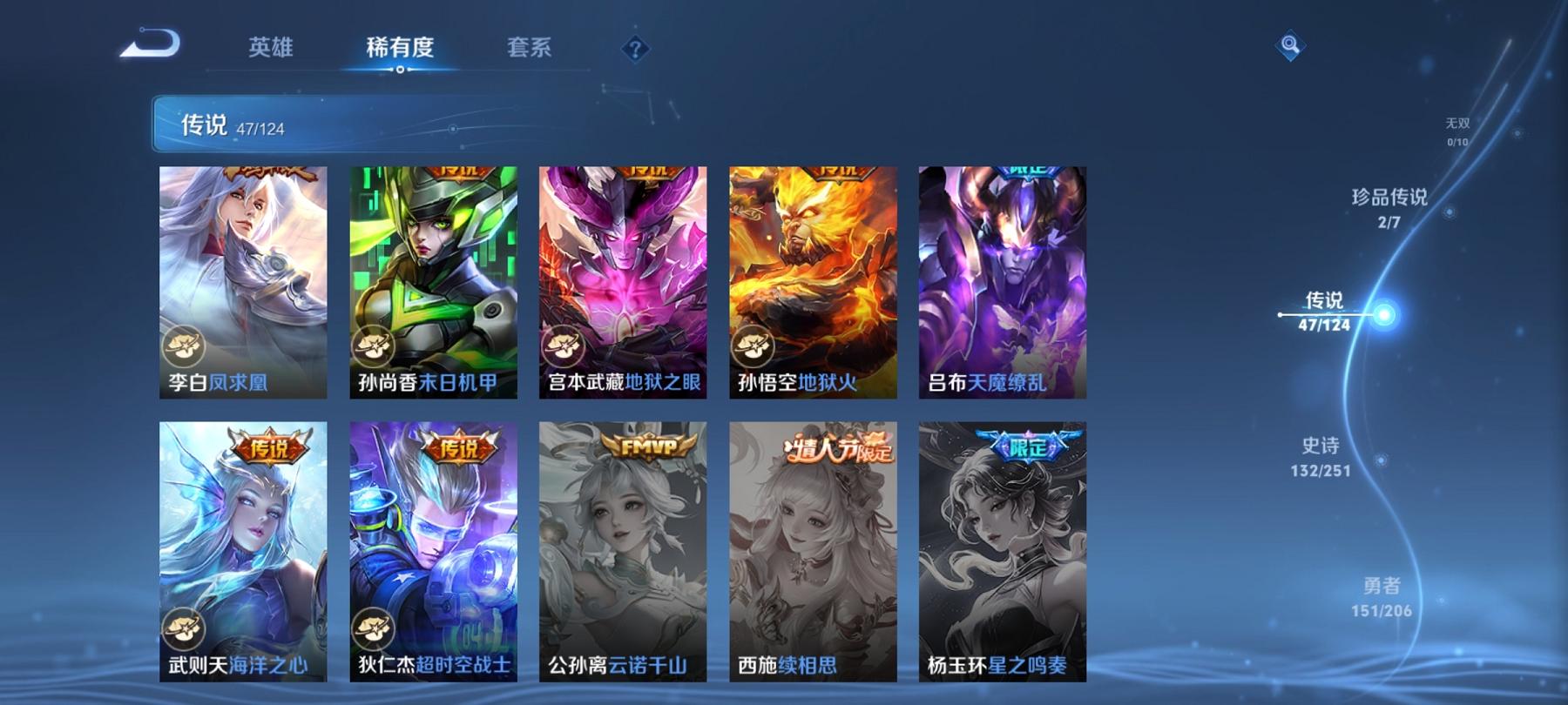 【V10 47传说423皮肤10水晶5星元2珍品1金标】安卓QQ-125英雄-423皮肤【10水晶】 武则天 赤影疾锋 九霄神辉 星域神启 活力突击 全息碎影 鸣剑·曳影 大秦宣太后 杀手不太冷 无