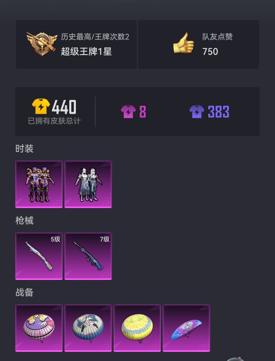 【2粉装2特效枪】 安卓Q区-42781热力值-2印记-86套装-142枪皮 【2粉装】 吟月归客 暗星紫秘【2特效枪】 SLR-暗夜玫瑰(7级) Kar98K-巳巳如意(5级)【53热门】 破蛋小