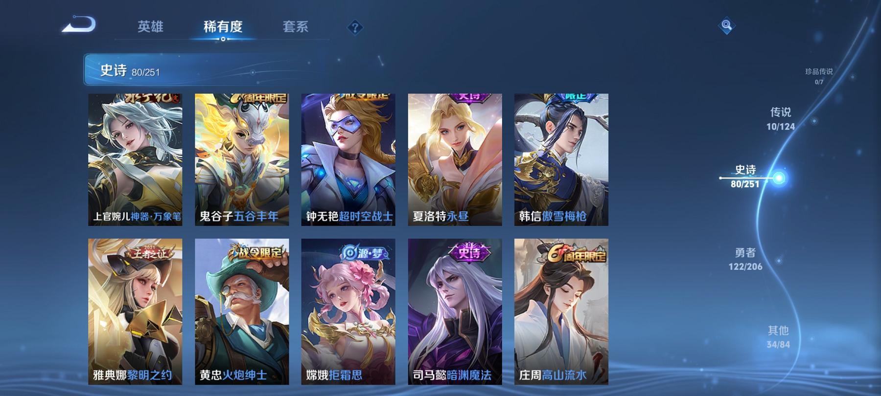 【247皮肤1典藏10传说 背包1水晶未兑换】安卓Q-123英雄【1水晶】九霄神辉【10传说】愿照·九州拓 鸣野蒿 山海·炽霜斩 诗剑行 炽阳神光 寅虎·瑞焰 异界灵契 地狱火 武陵仙君 怒海麟威【