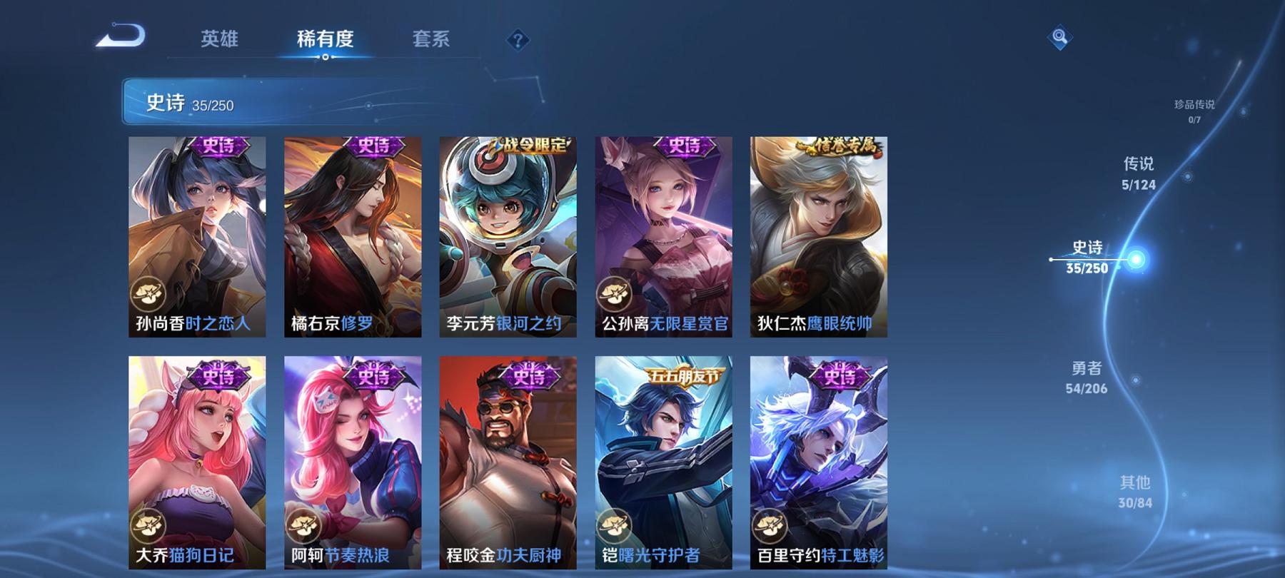 【5传说】安卓QQ-119英雄-124皮肤【传说皮肤】鸣野蒿 超时空战士 猫影幻舞 地狱火 战鼓燎原【史诗皮肤】龙之律动 地狱燃心 天穹祈灯 天穹之誓 破空之剑 超元猎域 蔬乡物语 百解令 功夫厨神