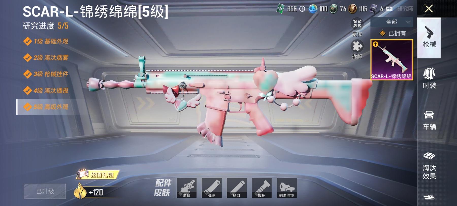 可二次【1载具1粉装1特效枪】 安卓Q区-24958热力值-3印记-73套装-84枪皮 【1载具】 永恒黄蜂【1粉装】 角色-烟云彩露【1特效枪】 SCAR-L-锦绣绵绵(5级)【38热门】 浪漫天