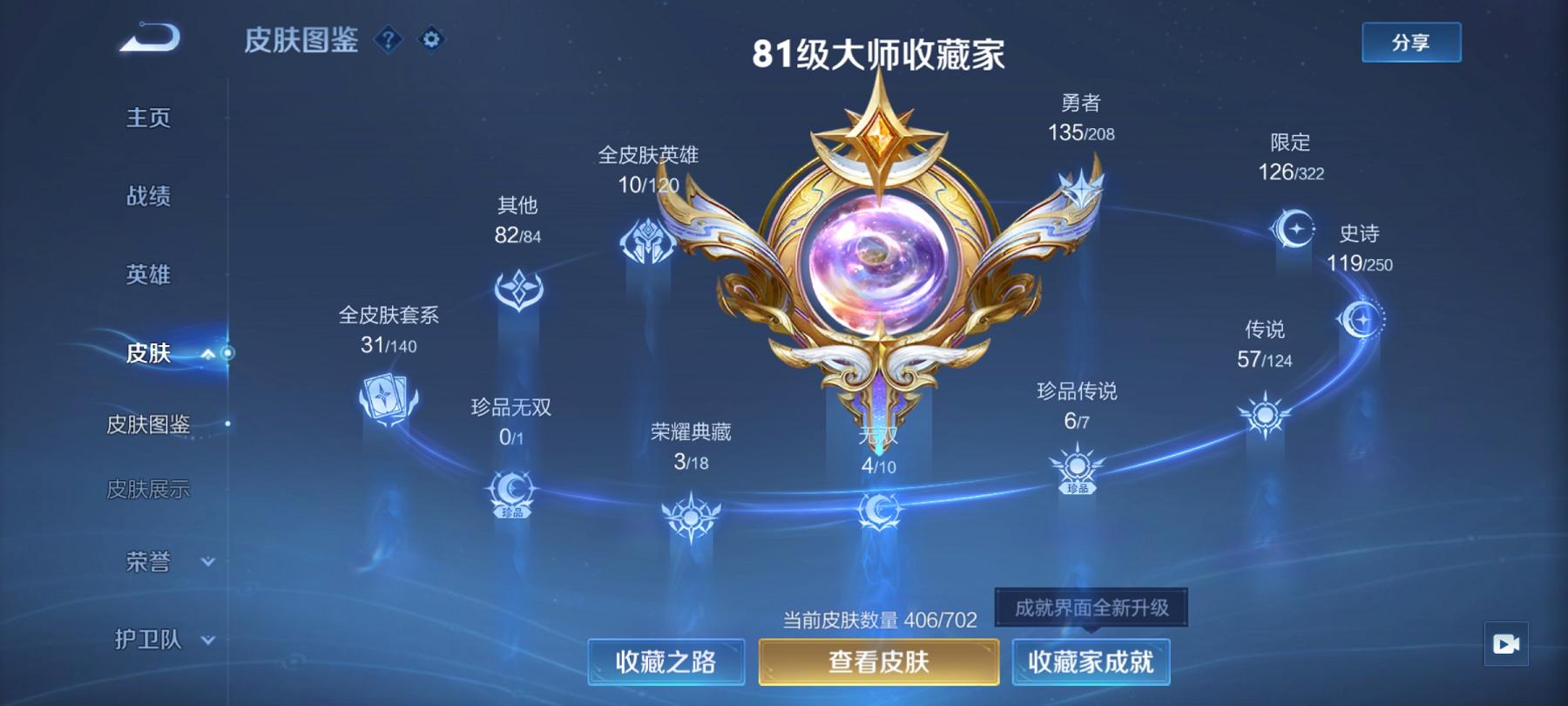 可二次【v10 女号406皮肤3水晶4无双6珍品1星元57传说满蛇年】安卓QQ-124英雄-406皮肤【3水晶】 星域神启 天鹅之梦 无限飓风号【无双皮肤】时之魔女 真我赫兹 离恨烟 雪境奇遇【珍品