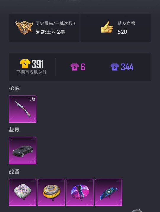可二次【1载具1特效枪】 安卓Q区-29456热力值-3印记-96套装-94枪皮 【1载具】 特斯拉3银色【1特效枪】 Kar98K-巳巳如意(5级)【41热门】 雪山精英(老6服) 破蛋小黄鸡 极