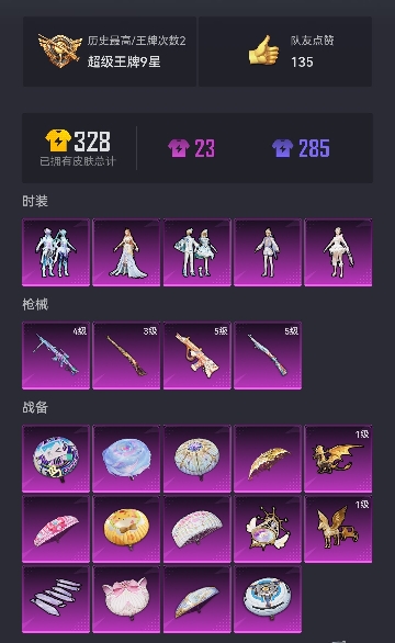 【5粉装4特效枪】 安卓Q区-27563热力值-2印记-55套装-86枪皮 【5粉装】 角色-月下星之子 雪月幻音 角色-智耀战神 幻彩电音 角色-千金淑猫【4特效枪】 Kar98K-圣域龙灵(3级