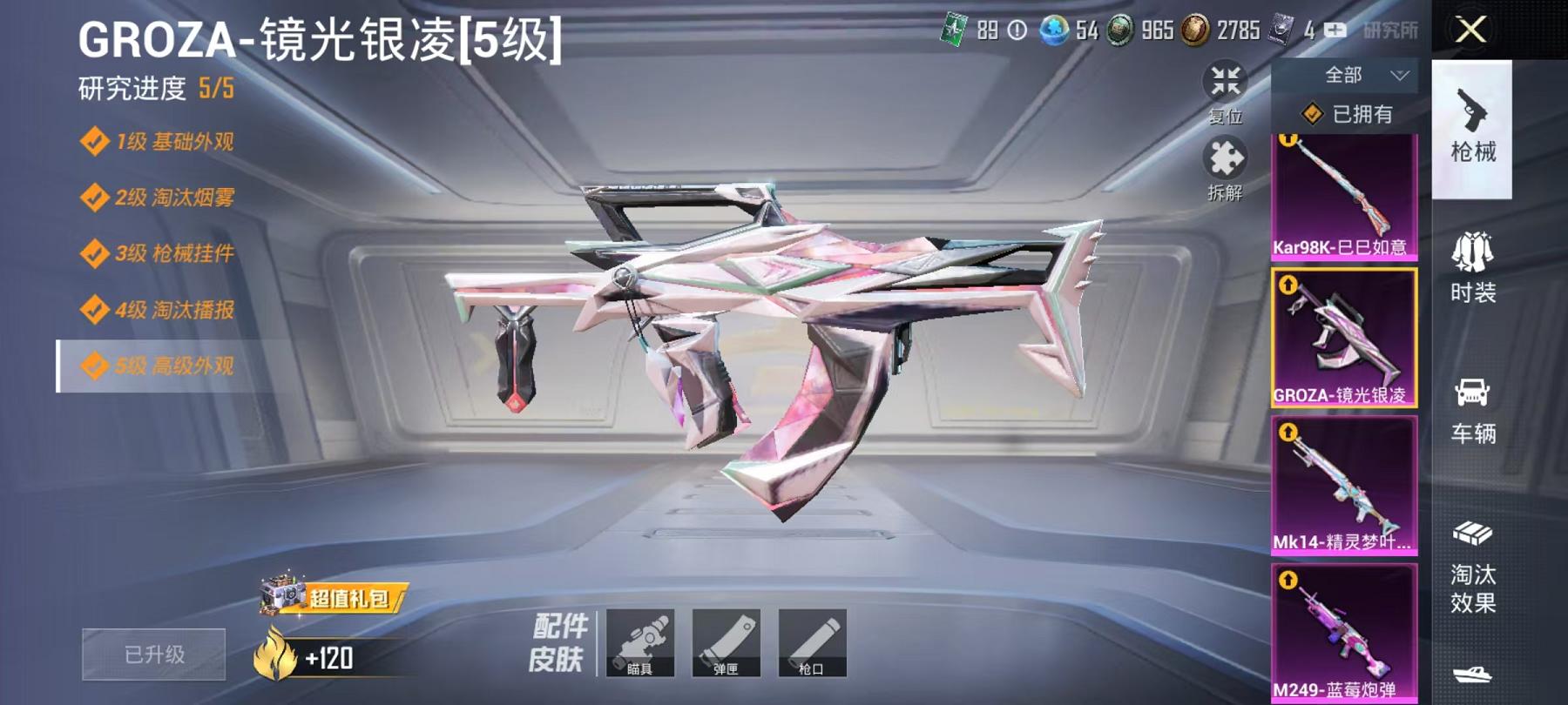 可二次【连体号7特效枪2载具5粉装送王者279皮肤1典藏7传说1珍品5金标】 安卓Q区-57791热力值-1印记-98套装-180枪皮 【2载具】 玛莎拉蒂M白色 晶梦灵驹【5粉装】 星云暗核 紫电