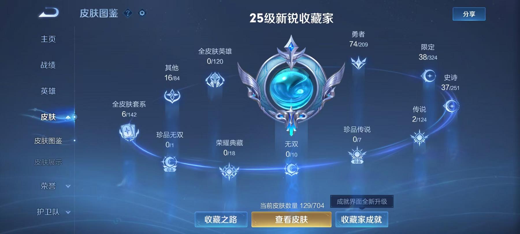 可二次【2传说练手小号】安卓QQ-122英雄-129皮肤【传说皮肤】鸣野蒿 幻光神枪【史诗皮肤】燃音魔法 天穹祈灯 天穹之誓 破空之剑 星界游侠 完美运算 幽灵船长 魅力维加斯 魔术师 鹰眼统帅 圣