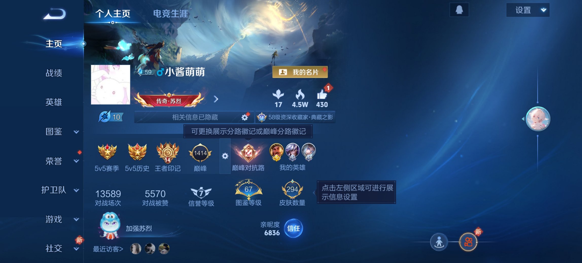 王者荣耀账号安卓QQ126英雄-294皮肤-【金标苏烈294皮肤1水晶12传说2星元 秒换绑不用等】安卓QQ-126英雄