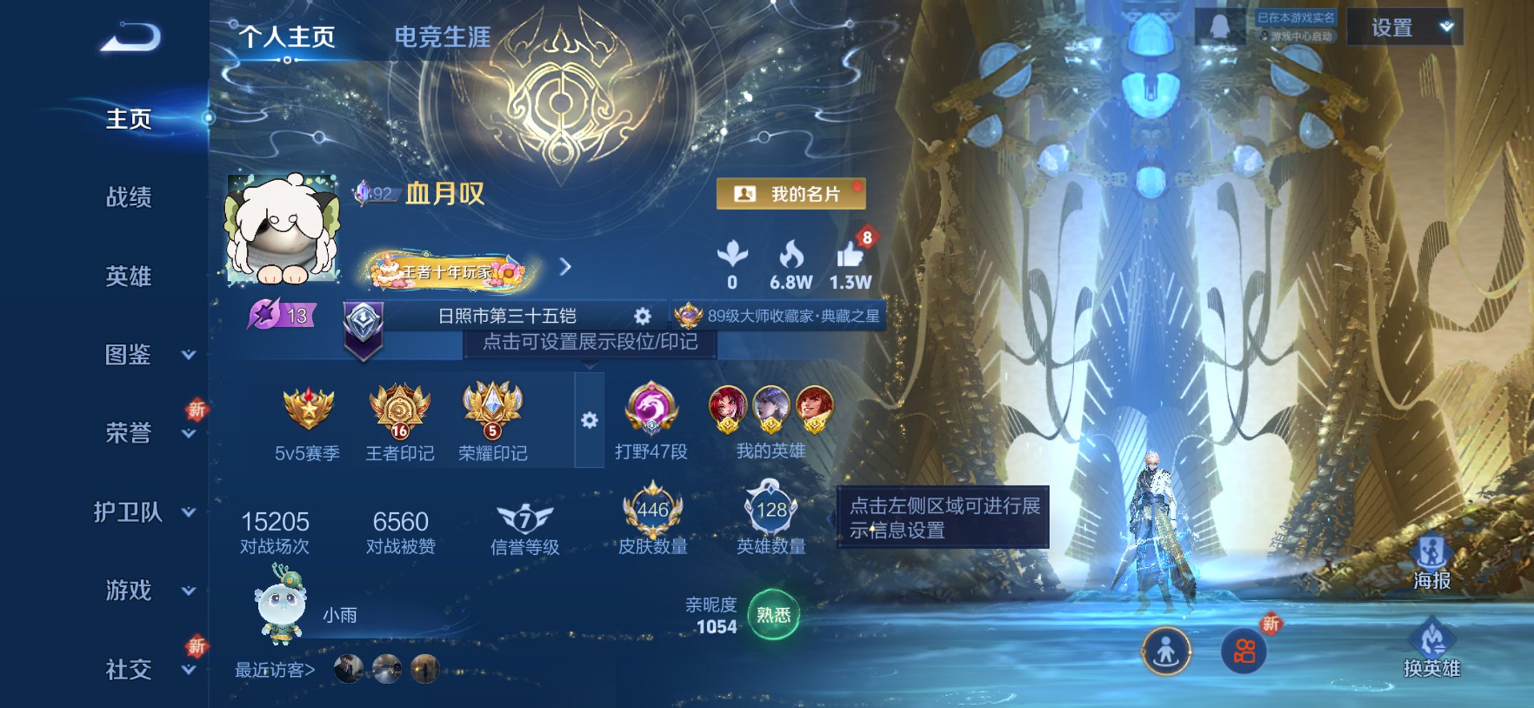 王者荣耀账号苹果QQ128英雄-446皮肤-【V10 446皮肤8水晶1无双49传说8星元6天幕 6金标老虎镜上官婉儿打