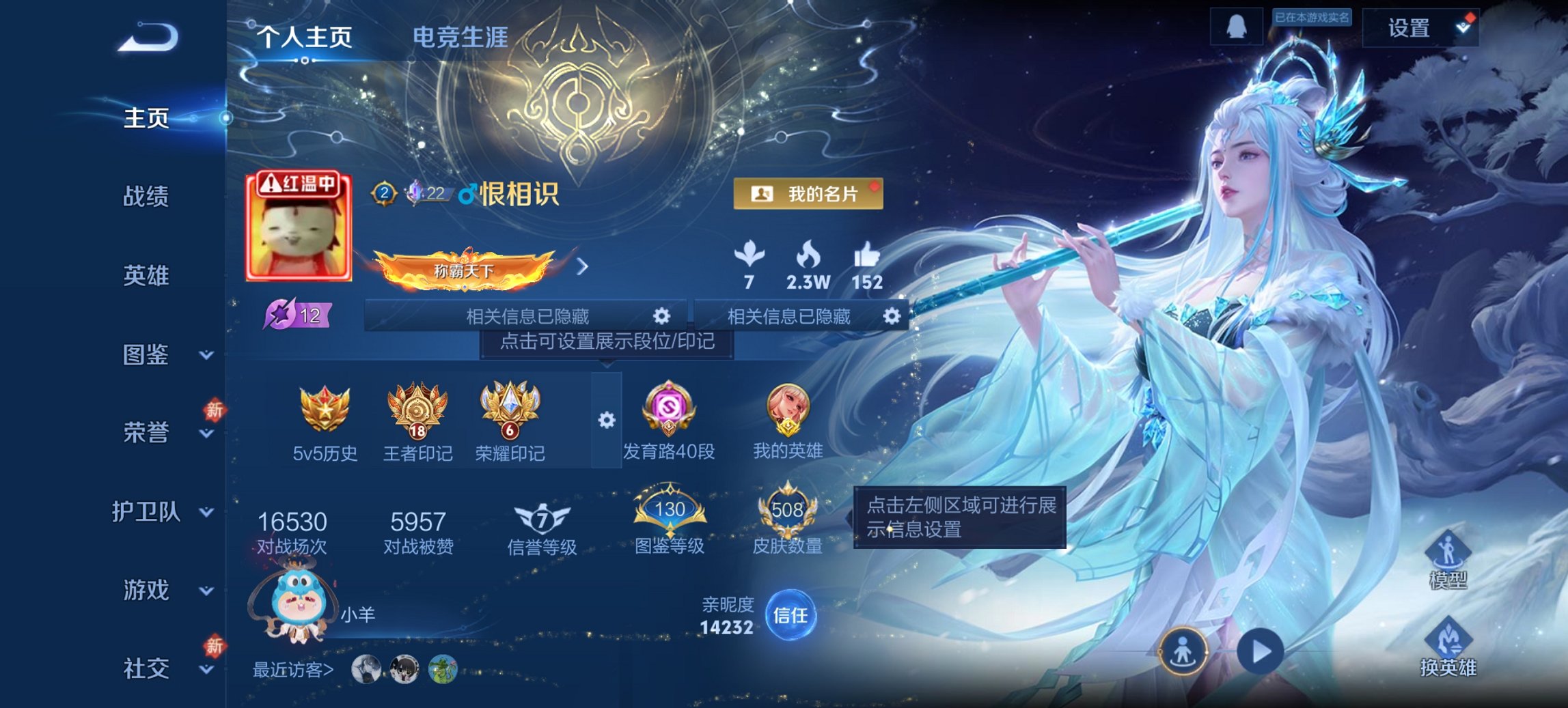 王者荣耀账号安卓QQ129英雄-508皮肤-可二次【V10 508皮肤5水晶5无双4珍品56传说3星元1天幕3金标公孙离