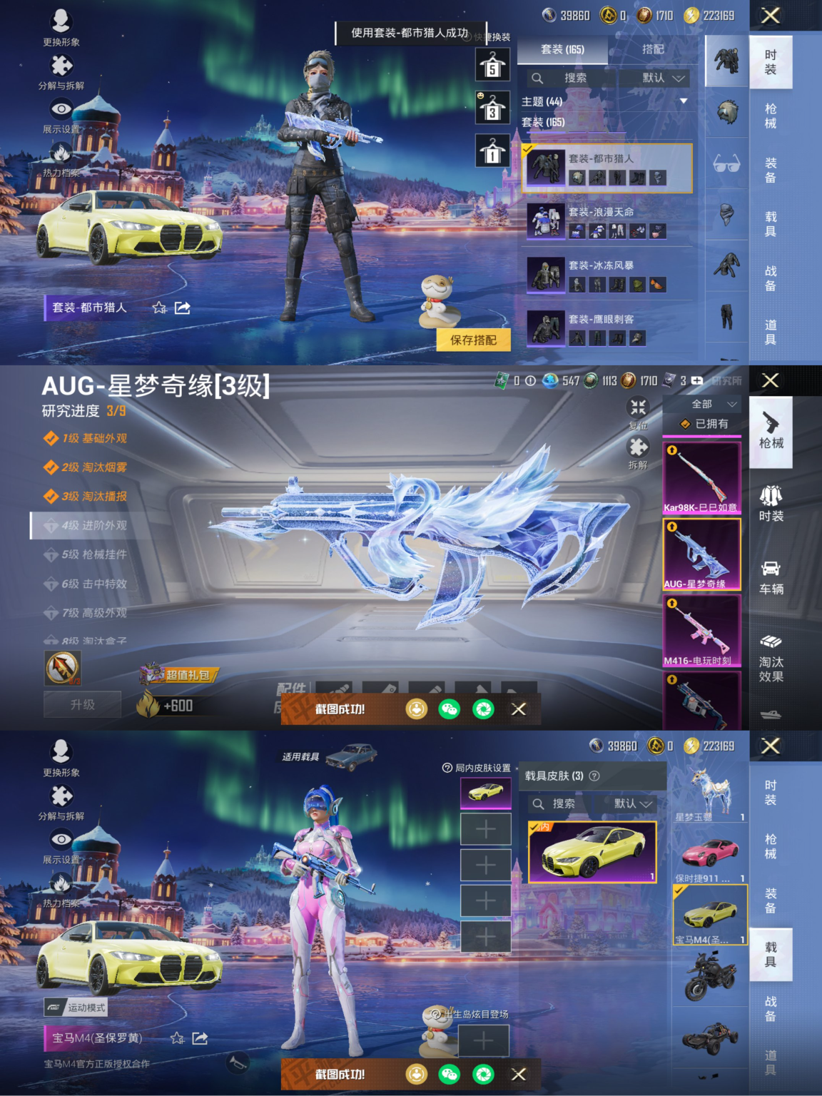 和平精英账号苹果微信3载具-165套装-272枪皮-【AUG星梦奇缘都市男神14特效枪10粉装3载具】 苹果V区-893