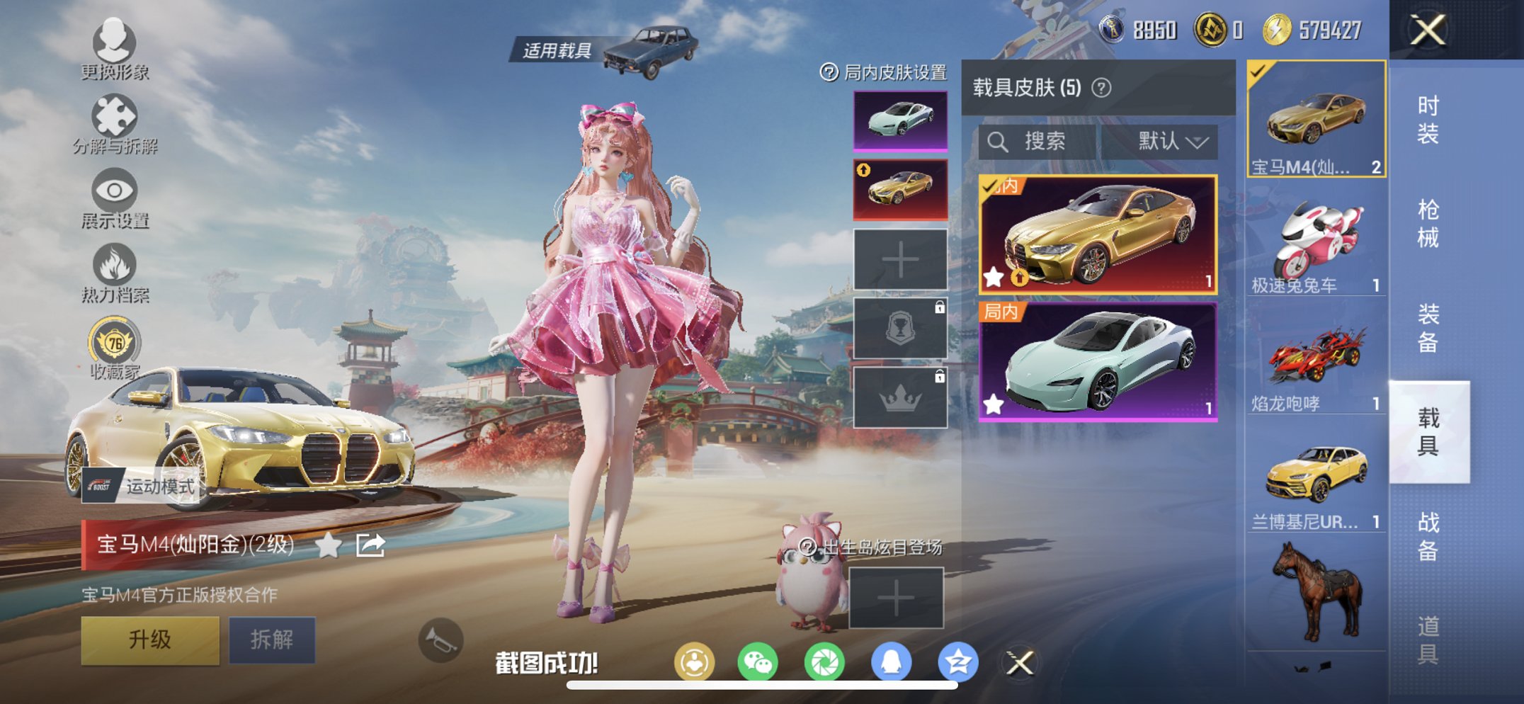 和平精英账号苹果QQ5载具-187套装-268枪皮-【2级宝马16粉装9特效枪5载具 秒换绑不用等】 苹果Q区-9662