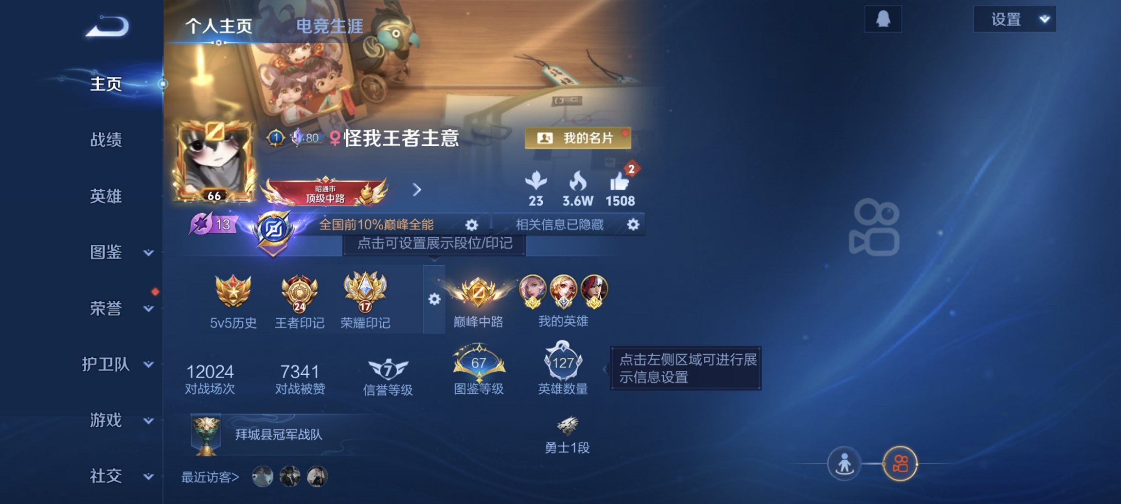 王者荣耀账号安卓QQ125英雄-278皮肤-【国服妲己20金标8万战英雄中路66段对抗路52段打野50段 278皮肤2典