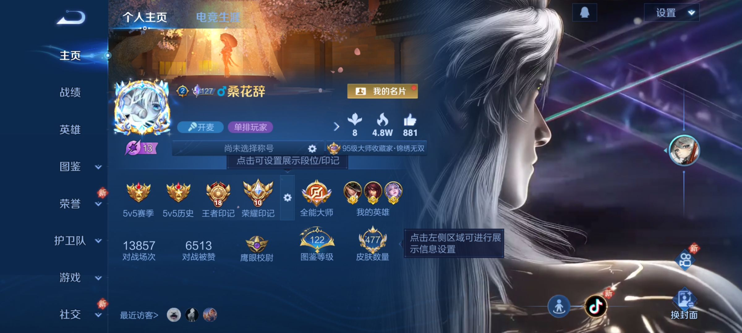 王者荣耀账号安卓QQ【V10 477皮肤4无双3水晶1珍品59传说5星元5金标 秒换绑不用等】安卓QQ-126英雄-47