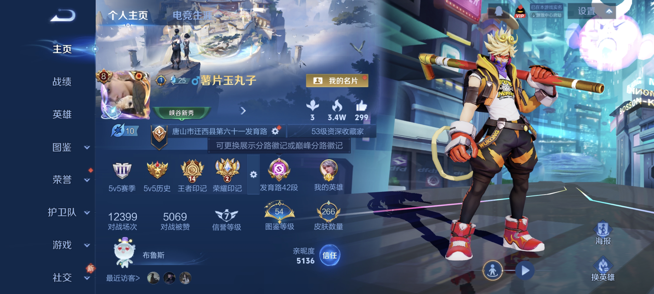 王者荣耀账号安卓QQ【266皮肤1水晶2星元7传说1金标发育路42段神威地狱火至尊宝】安卓QQ-128英雄-266皮肤【