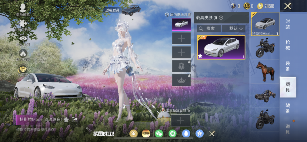 和平精英账号苹果QQ【猪脸妹洛天依AKM炫紫旋律8粉装6特效枪1载具 秒换绑不用等】 苹果Q区-58859热力值-170套装-165枪皮 【1载具】 特斯拉Model 3(珍珠白)【8粉装】 缤纷油彩（猪脸妹） 洛天依 