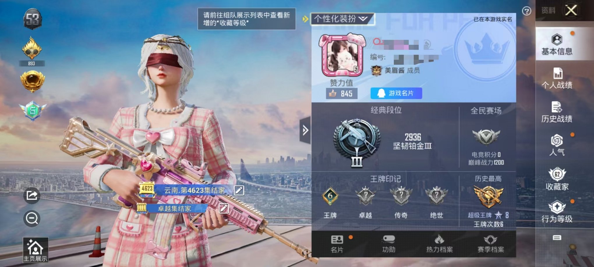 和平精英账号安卓QQ 安卓Q区-59994热力值-6印记-135套装-177枪皮 【1稀有】 奇异狩猎者【17粉装】 宙