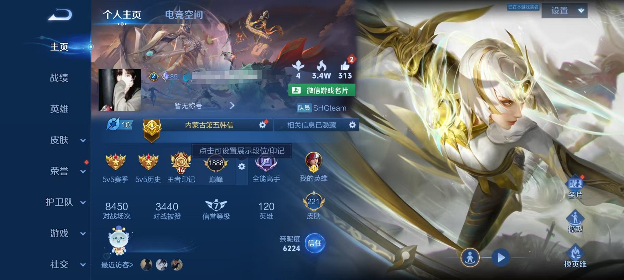 王者荣耀账号安卓VX传说】安卓V区-120英雄-221皮肤【传说皮肤】鸣野蒿 幻光神枪 祥瑞亨通 愿照·山河定 愿照·九