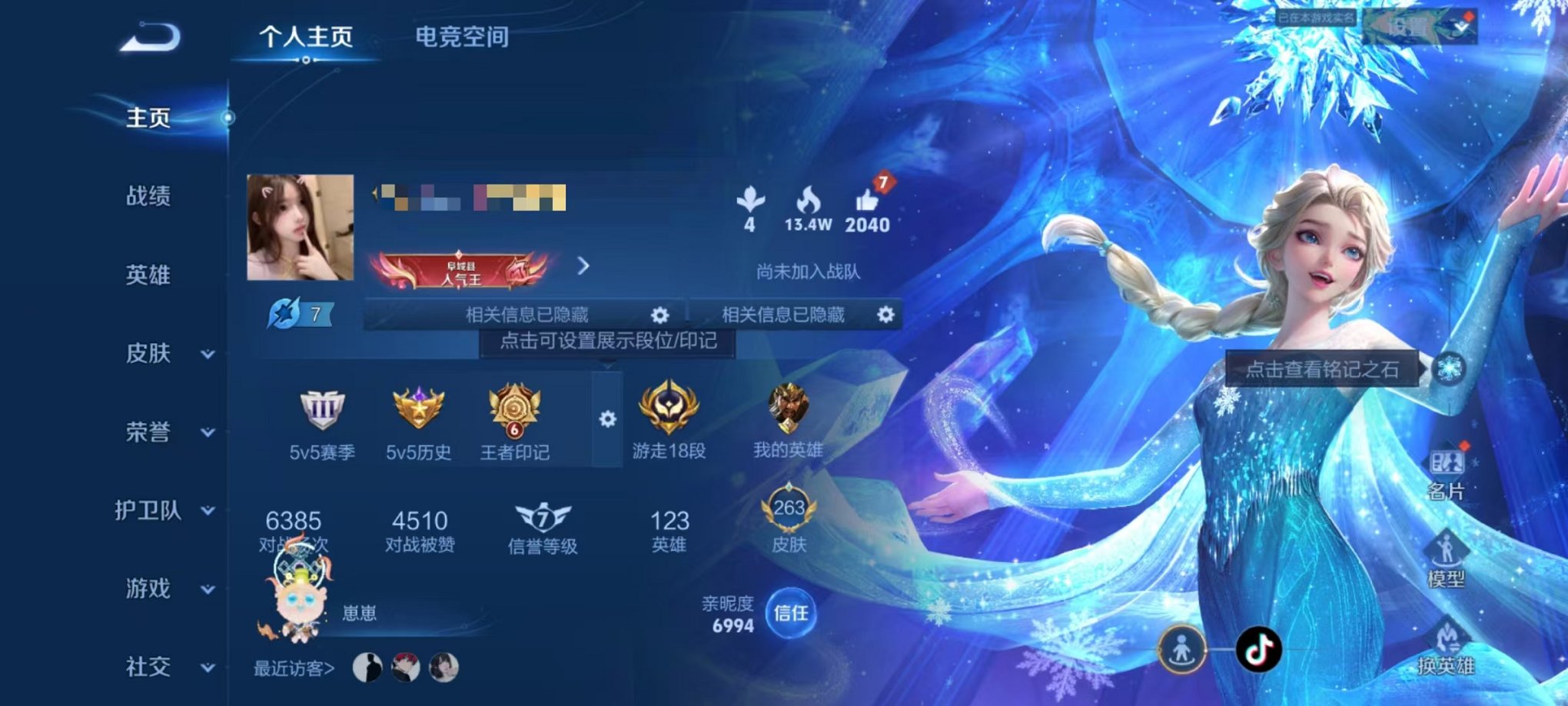 王者荣耀账号安卓QQ1水晶1无双1星元】安卓QQ-123英雄-263皮肤【1水晶】 拾光映像【无双皮肤】雪境奇遇【星元皮