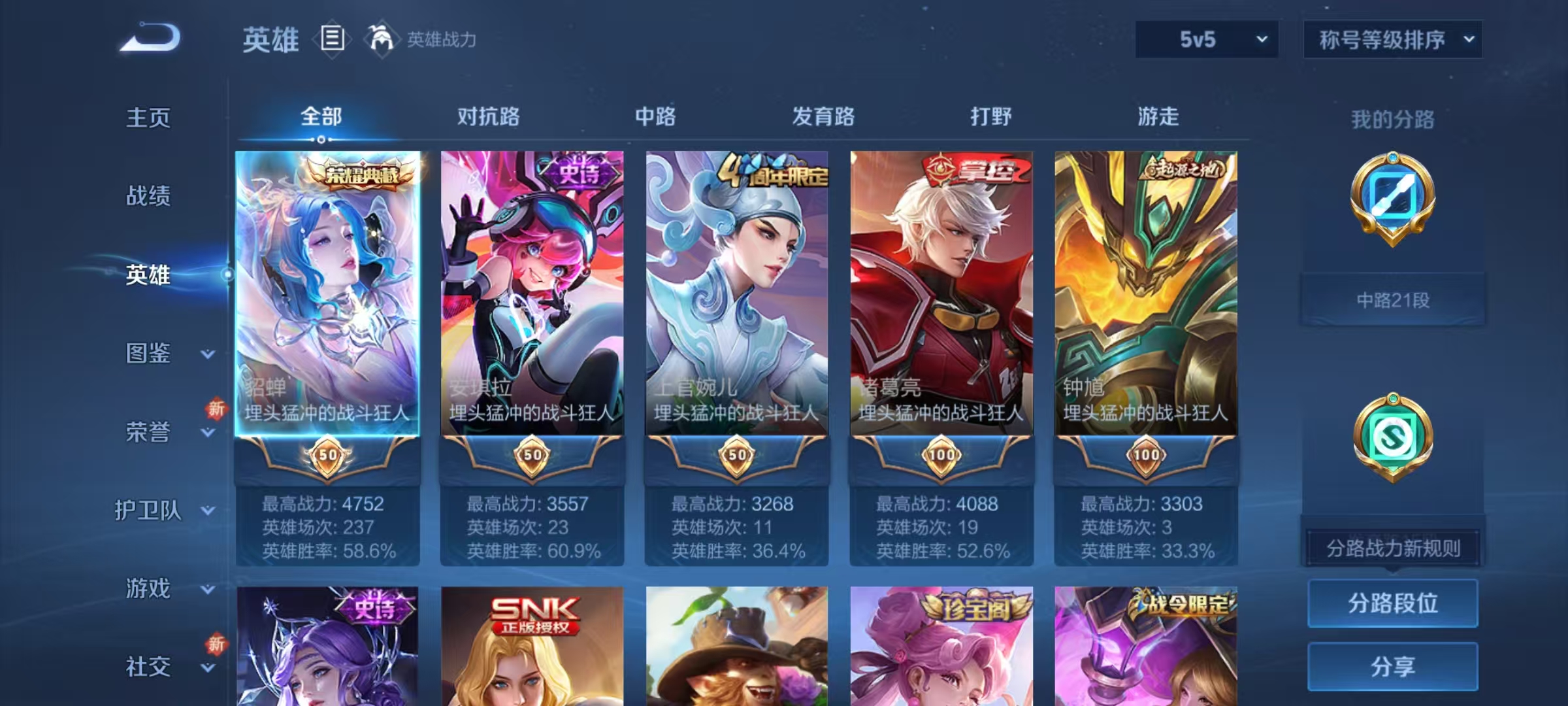 WZCMW415085王者荣耀账号详情图3