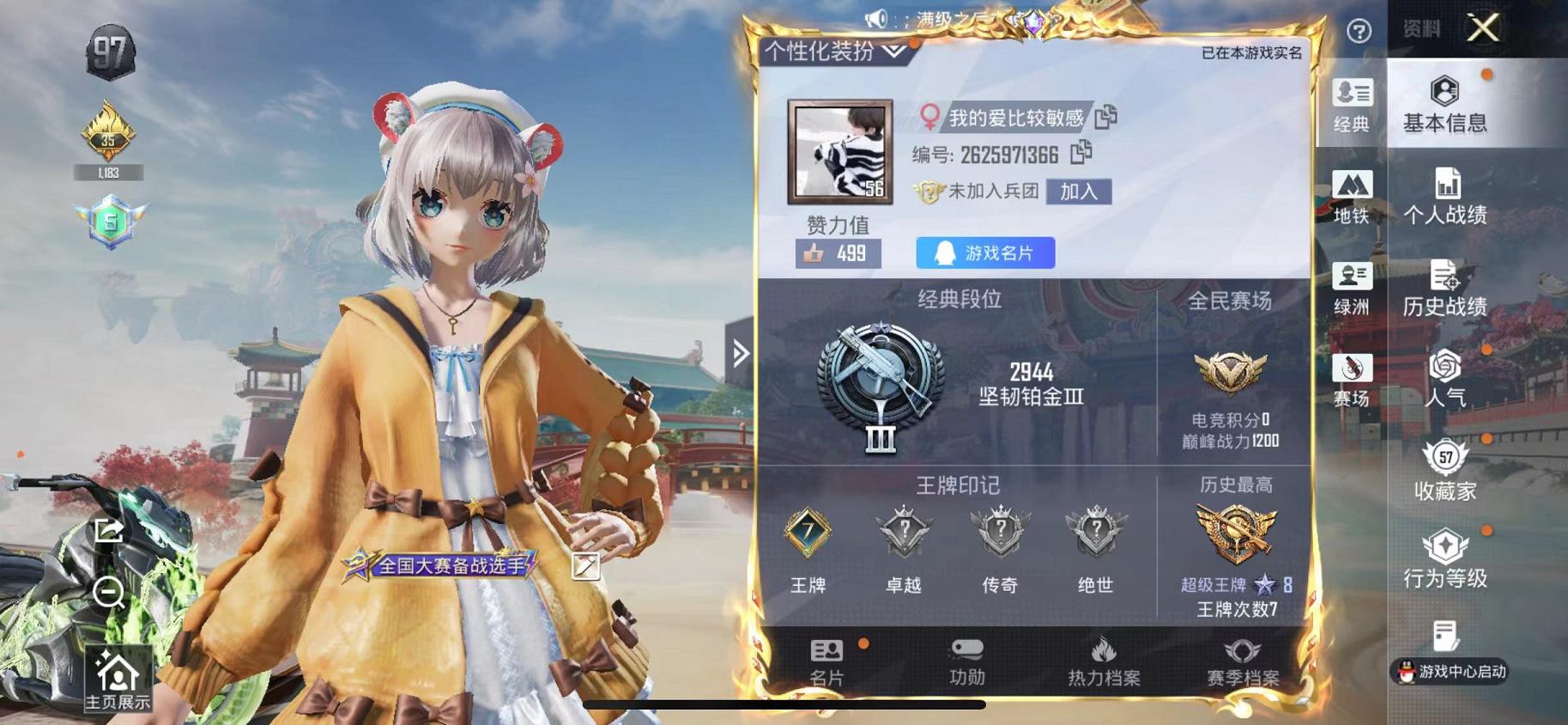 HPLX4156909和平精英账号详情图2