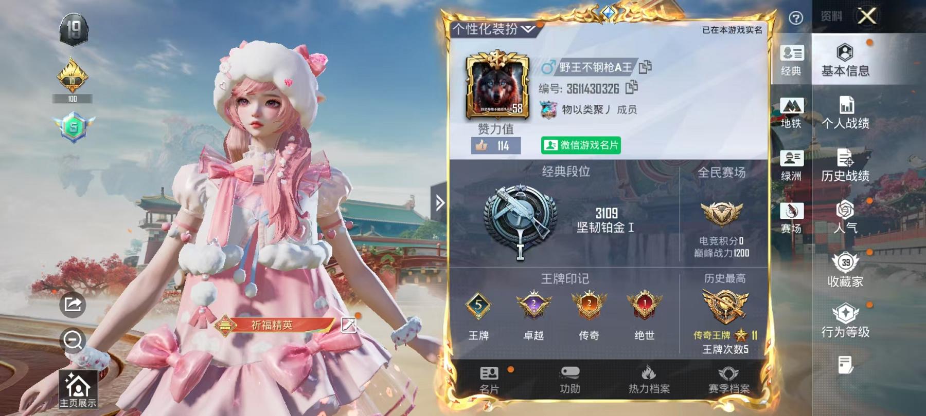 和平精英账号安卓微信【3粉装3特效枪】 安卓V区-31769热力值-76套装-99枪皮 【3粉装】 角色-羊梦糖心 霞光圣骑 寒光使者【3特效枪】 DP-28-豹影疾电(5级) Kar98K-巳巳如意(5级) Kar98