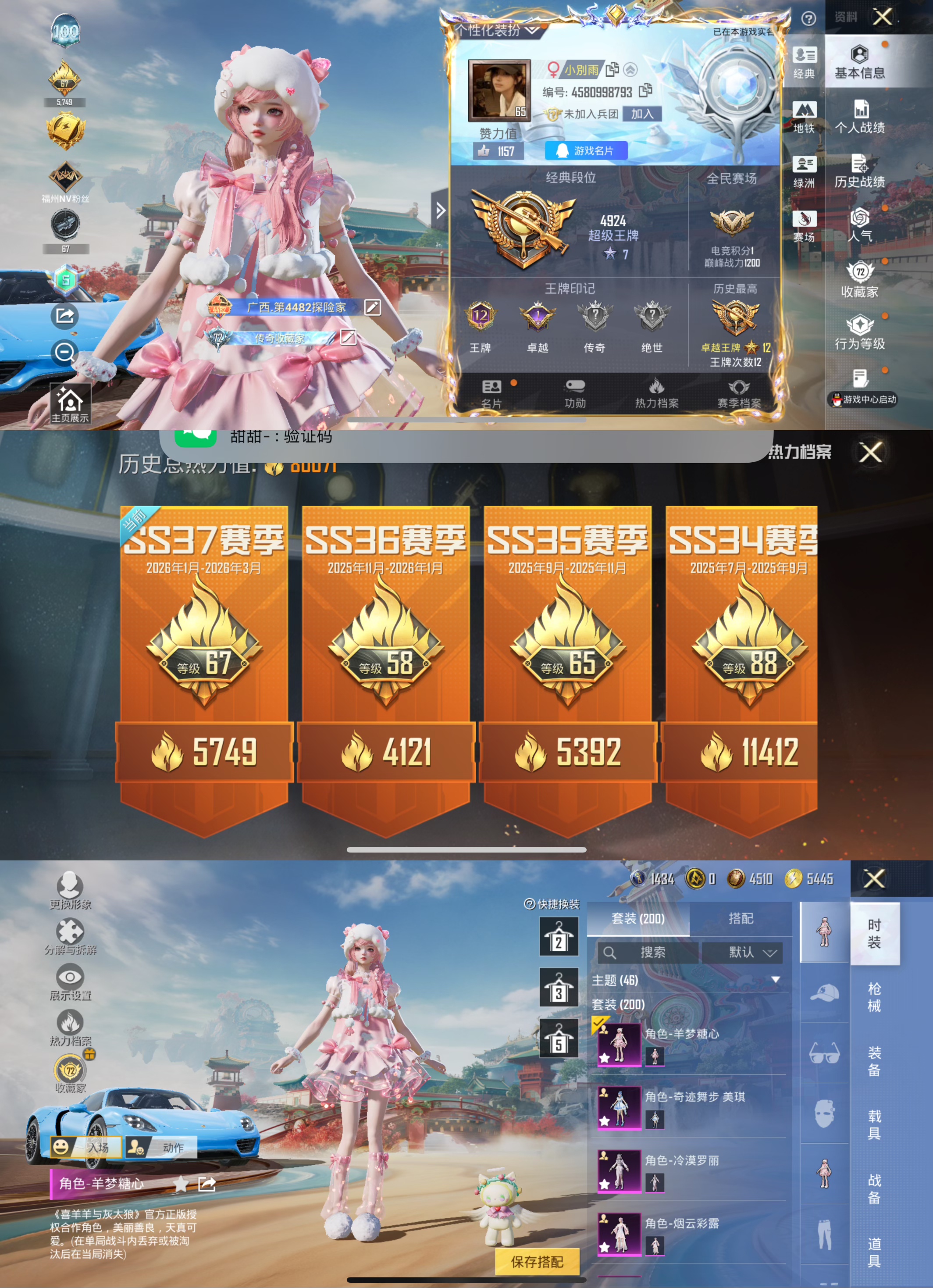 和平精英账号苹果QQ【8粉装11特效枪1载具 秒换绑不用等】 苹果Q区-80071热力值-200套装-274枪皮 【1载